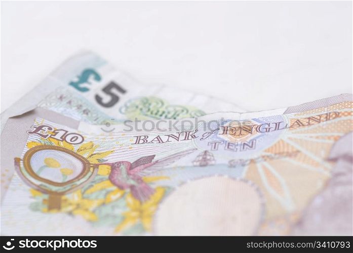 Macro image of English bank notes.