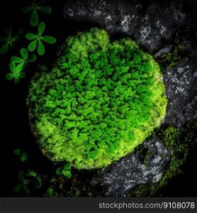 Macro Moss Detailed Close-Up Nature Background. Realistic Plant. Generative AI. Macro Moss Detailed Close-Up Nature Background. Generative AI