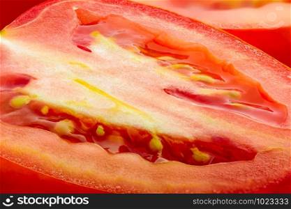 Macro of a cut San Marzano Tomato