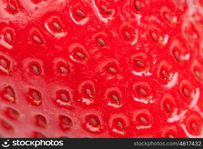 Macro of a strawberry isolated on white background