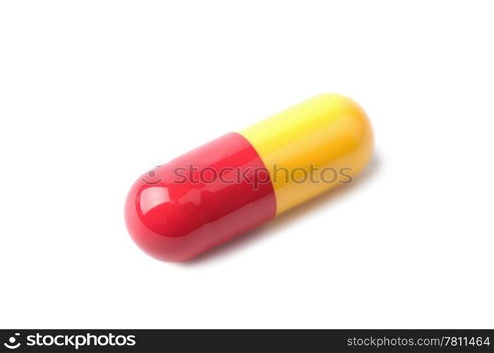 macro of capsule pill isolated