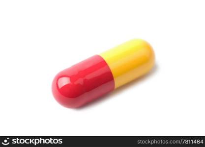 macro of capsule pill isolated