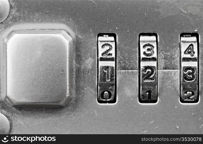 Macro of combination lock - dials set to 123, Shallow DOF