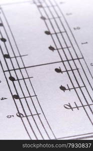 Macro of sheet music