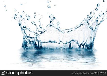 macro photo of a water splash isolated on white