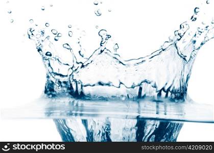 macro photo of a water splash isolated on white