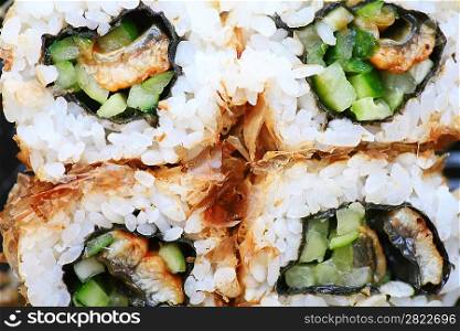 macro set of four sushi with tuna