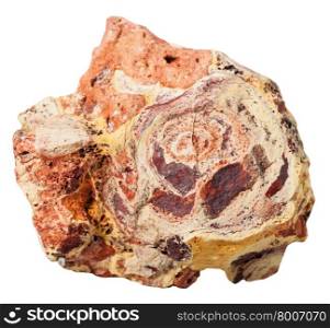 macro shooting of collection natural rock - bauxite (aluminium ore) mineral stone isolated on white background