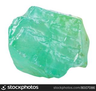 macro shooting of collection natural rock - crystal of green Calcite mineral stone isolated on white background