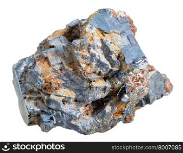macro shooting of collection natural rock - crystalline galena mineral stone isolated on white background