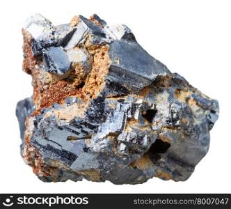 macro shooting of collection natural rock - druse of galena mineral stone isolated on white background