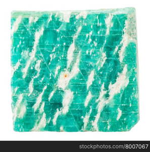 macro shooting of collection natural rock - green amazonite mineral stone isolated on white background