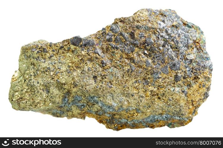 macro shooting of collection natural rock - iron pyrite mineral stone isolated on white background