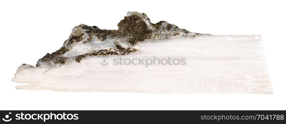 macro shooting of natural mineral rock specimen - raw crystal of xonotlite gemstone isolated on white background from Norilsk district, Russia