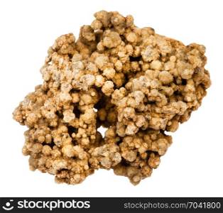 macro shooting of natural mineral rock specimen - raw druse of Chalcedony stone isolated on white background from Lipovka region, Ural Mountains, Russia