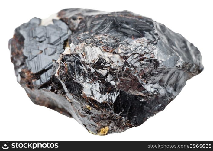 macro shooting of natural mineral stone - crystal of sphalerite (zinc blende) isolated on white background