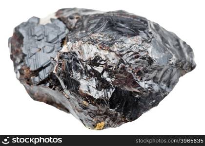 macro shooting of natural mineral stone - crystal of sphalerite (zinc blende) isolated on white background