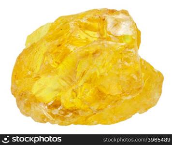 macro shooting of natural mineral stone - native Sulfur ( sulphur, brimstone) mineral isolated on white background