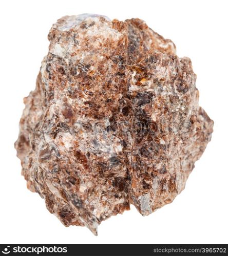 macro shooting of natural mineral stone - piece of Phlogopite (magnesium mica) isolated on white background