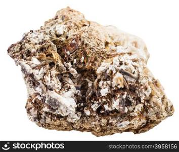 macro shooting of natural mineral stone - piece of raw astrophyllite gemstone isolated on white background
