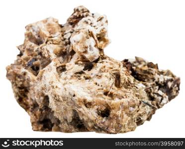 macro shooting of natural mineral stone - raw astrophyllite gemstone isolated on white background