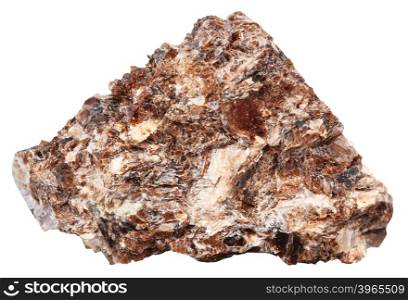 macro shooting of natural mineral stone - rock of Phlogopite (magnesium mica) isolated on white background