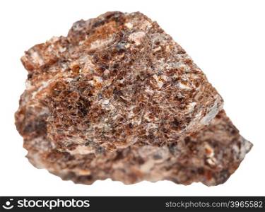 macro shooting of natural mineral stone - specimen of Phlogopite (magnesium mica) isolated on white background