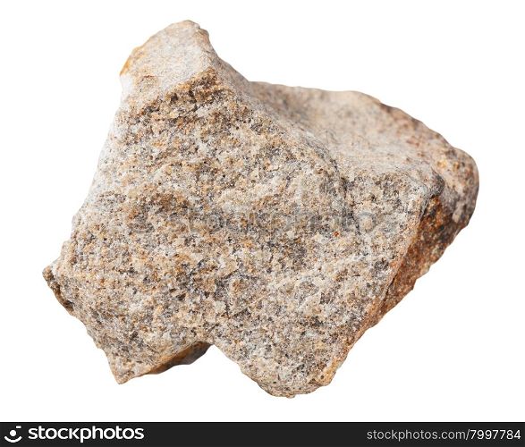 macro shooting of specimen natural rock - quartzite mineral stone isolated on white background