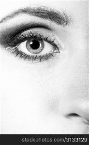 macro shot of a female eye with fashion make-up