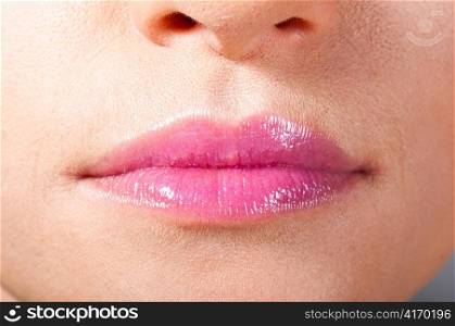 macro shot of a female lips with fashion make-up
