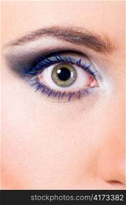 macro shot of a funny female eye with fashion make-up