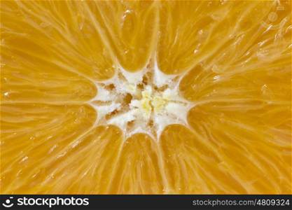 macro shot of fresh orange fruit slice