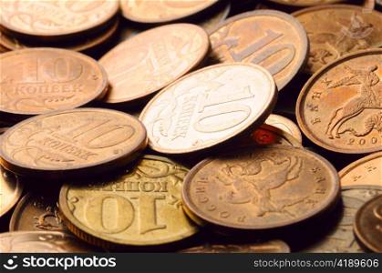 macro shot of golden coins