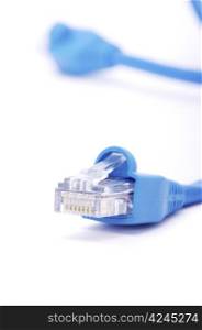 Macro shot of network connection plug