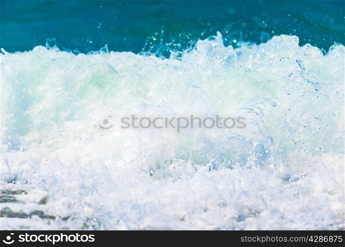 Macro shot of splashing seawater