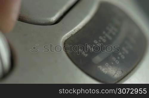 macro shot of tuning an old radio from the 90&#180;s