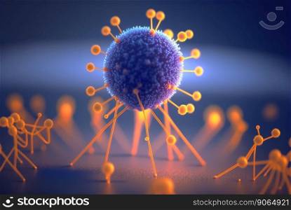 Macro shot of virus. Microbiology pathogen cell. Generative AI.. Macro shot of virus. Microbiology pathogen cell. Generative AI
