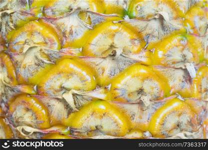 Macro texture of tropical fruit pineapple skin. Can be used as nature, food background
