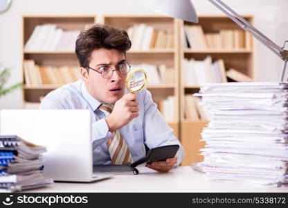 Mad auditor looking for errors in the report