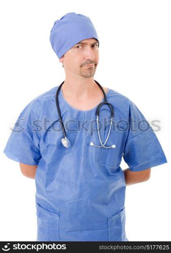 mad doctor isolated over white background