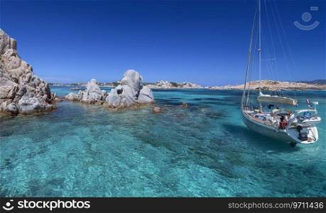 Maddalena Archipelago - a group of islands in the Straits of Bonifacio between Corsica  France  and northeast Sardinia  Italy . It consists of seven main islands and numerous other small islets.The area is part of the Arcipelago di La Maddalena National Park.