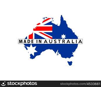 made in australia country national flag map shape with text