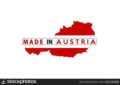 made in austria country national flag map shape with text