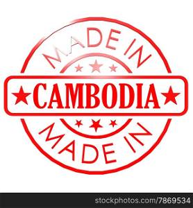Made in Cambodia red seal image with hi-res rendered artwork that could be used for any graphic design.. Made in Cambodia red seal