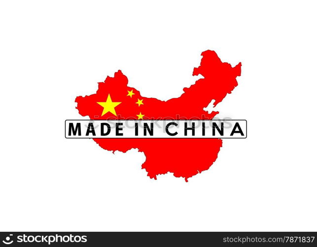 made in china country national flag map shape with text