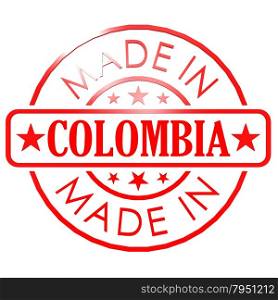 Made in Colombia red seal image with hi-res rendered artwork that could be used for any graphic design.. Made in Colombia red seal