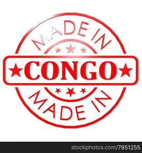 Made in Congo red seal image with hi-res rendered artwork that could be used for any graphic design.. Made in Congo red seal
