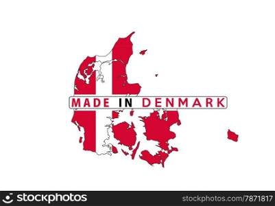 made in denmark country national flag map shape with text