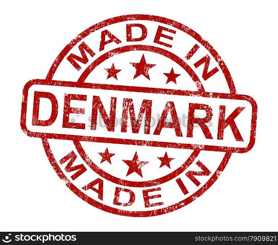 Made In Denmark Stamp Shows Danish Product Or Produce. Made In Denmark Stamp Showing Danish Product Or Produce