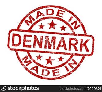 Made In Denmark Stamp Shows Danish Product Or Produce. Made In Denmark Stamp Showing Danish Product Or Produce